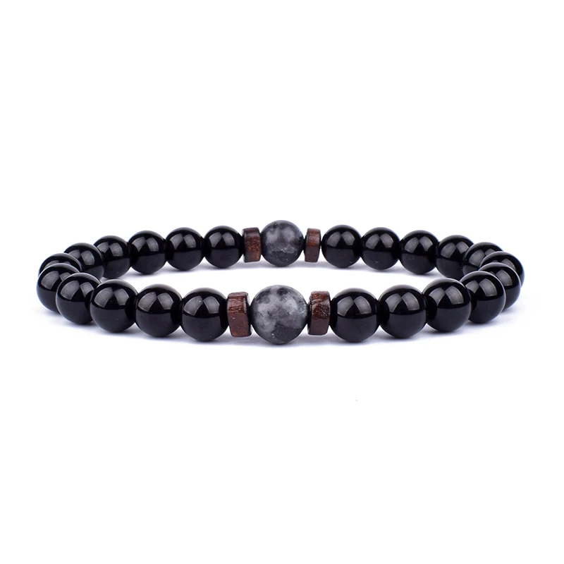 Volcanic Stone Bracelet for Men Lava Wooden 8mm Beads Bracelet Tibetan Buddha Wrist Chain Women Men Jewelry Gift New Bracelets - Image 3