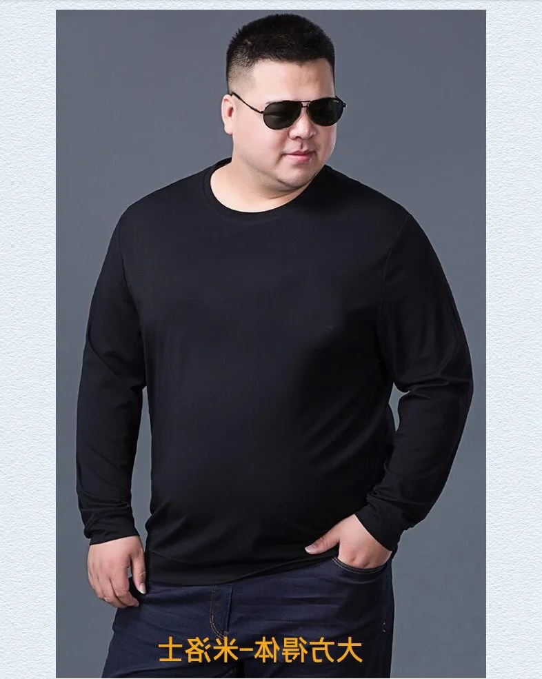 Размера плюс большие 8XL 10XL 12XL Мужская футболка длинные рукава на осень-зиму футболки; хлопковая домашняя обувь футболка топы 54 52 56-62 64 66 68 150 кг 160 кг