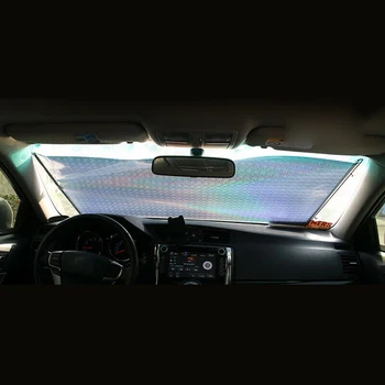 

Car SUV Retractable Front Windshield Sun Block Sunshade Shade UV Visor Curtain Silver 125x50cm High Quality Sunshades
