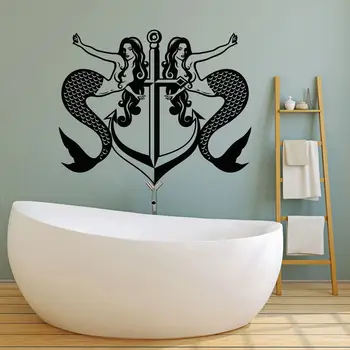 

Bathroom Decoration Wall Decal Fashion Decoration Mermaid Nymph Anchor Bathroom Marine Style Sticker Mural, Home Pattern YS29