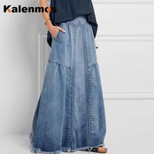 ladies denim maxi skirt