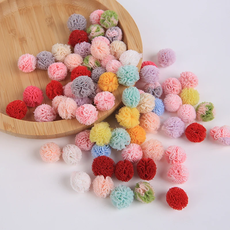 

50-200Pcs 1.3cm Lace Gauze Mesh Elastic Flower Balls DIY Craft Supplie Headwear Jewelry Ornaments Materials Yarn Balls Pompones