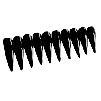 

10pcs Black False Coffin Nails Salon Full Cover Art Tips for Cosplay Costume