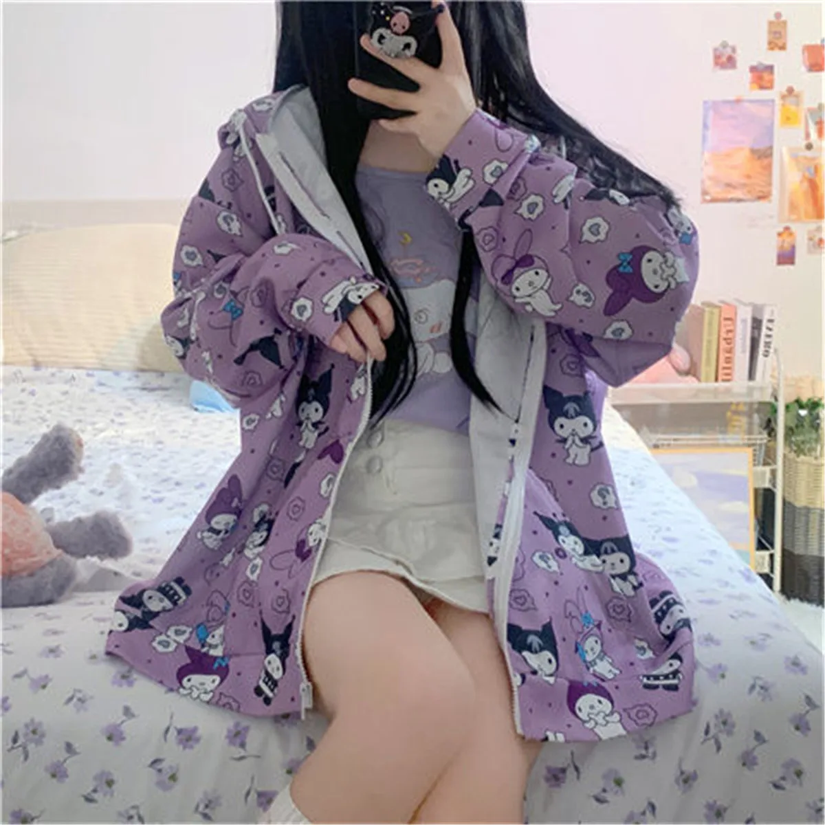 teddy bear hoodie 2021 Autumn Cartoon Sweatshirt Female Harajuku Streetwear Cute Zipper Hoodies Women Anime Teens Pullover Oversized Tops Hoodie fox racing hooded shirts & tops