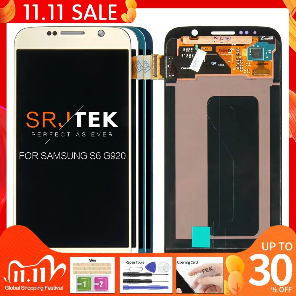 ЖК-дисплей 5 1 ''Super AMOLED для SAMSUNG Galaxy S6 G920 G920F сенсорный экран с дигитайзером в