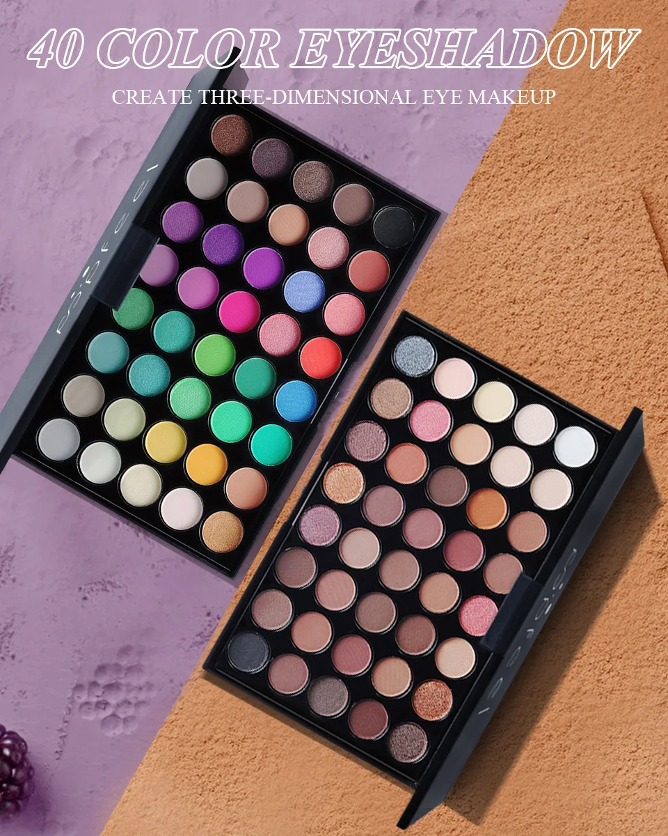 

NEW Popfeel 40 colors Eyeshadow Matte Palette glitter Eyeshadow palette Makeup Palette Brush Eye make up ePacket Shipping+GIFT