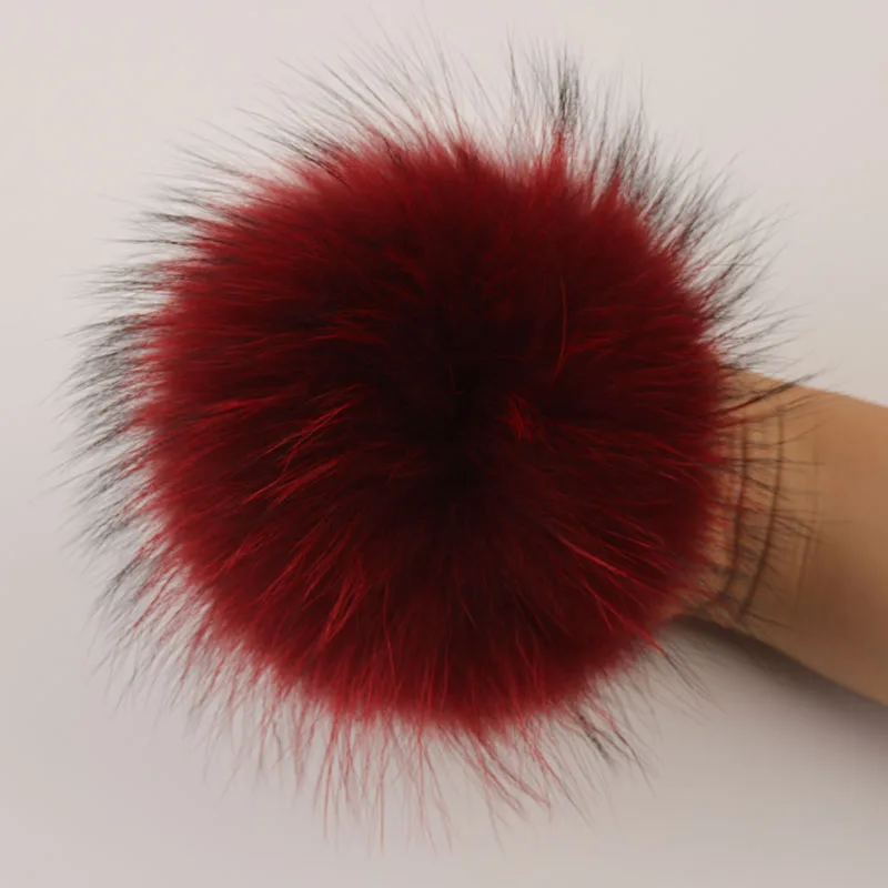 deep red DANKEYISI помпоны из натурального меха 15-16 см DIY шарики-Помпоны из меха енота и лисы помпон из натурального меха для шапок сумки аксессуары для шарфов - Цвет: deep red