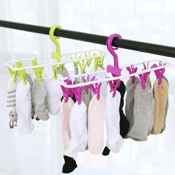 

Travel Folding Cloth Hanger Premium Drying Drip Hanger Clothespins Clothes Drying Rack with 12 Clips