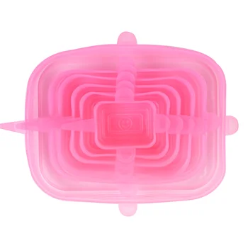 

Rectangle 6-Pack Stretchable Silicone Lids Reusable Food Storage Covers Flexible Container Lids for Cookware Kitchen Tools