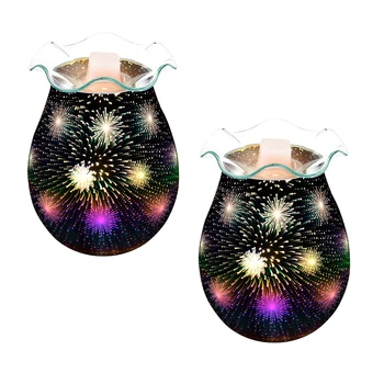 

UK Plug 3D Glass Fireworks Electric Aroma Lamp Wax Melter Essential Oil Burner Aroma Night Light UK Plug Electric Aroma Lamp