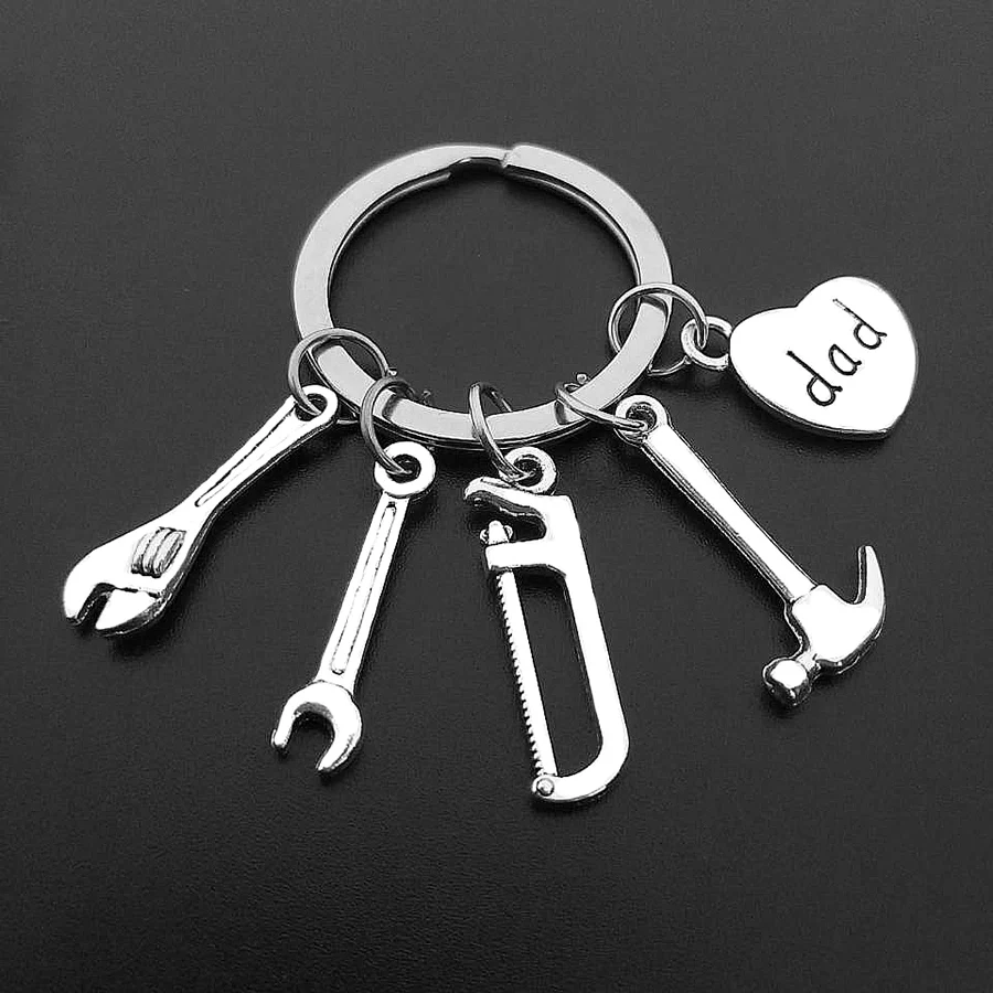 Daddy Keychain ,Tool Keychain, Hammer Wrench Charm Keychain , Dad Charm