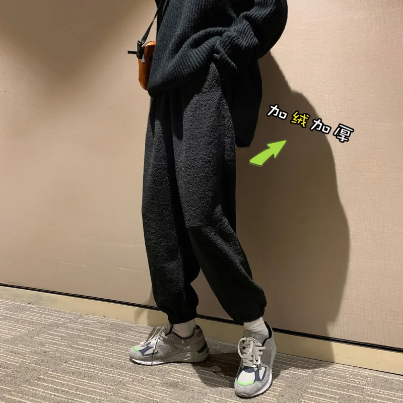 Winter Plus Velvet Thick Lamb Wool Pants Men s Warm Fashion Retro Joggers Casual Pants Men 3