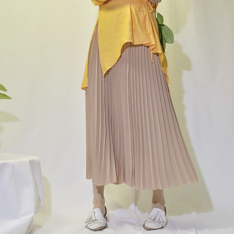 Vintage Pleated Midi Long Skirt-0