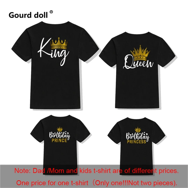 Family Matching Clothes King Queen Prince Princess Fashion  Family Look Shirt Set Mother Dad Daughter Kid Family Matching Outfit 1King Black Gold