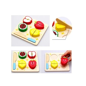 

Cut Fruit Jigsaw Puzzle Baby Vegetables Onion Apple Banana Egg Combination Toy Wooden High Quality Children's Educational Toys