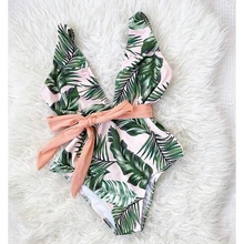 Дизайн, сдельный Купальник для женщин, с рюшами, цветочный принт, купальник, глубокий v-образный вырез, сексуальный купальник, женский купальник, монокини, для пляжа