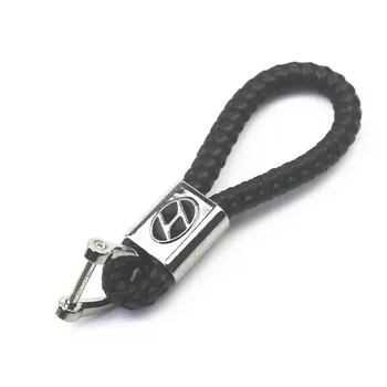

Car Styling 3D Metal+Leather Emblem Car Key Ring Keychain Key Holder For Hyundai Tucson Solaris I30 Creta Ix35 I40 IX20