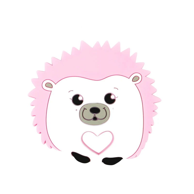 Pink Силиконовые детские трофеи Diy мультфильм животных кольцо с ежом прорезыватель из дфп бесплатно для младенцев силиконовые жевательные Подвески Дети Прорезыватель игрушки - Цвет: Pink