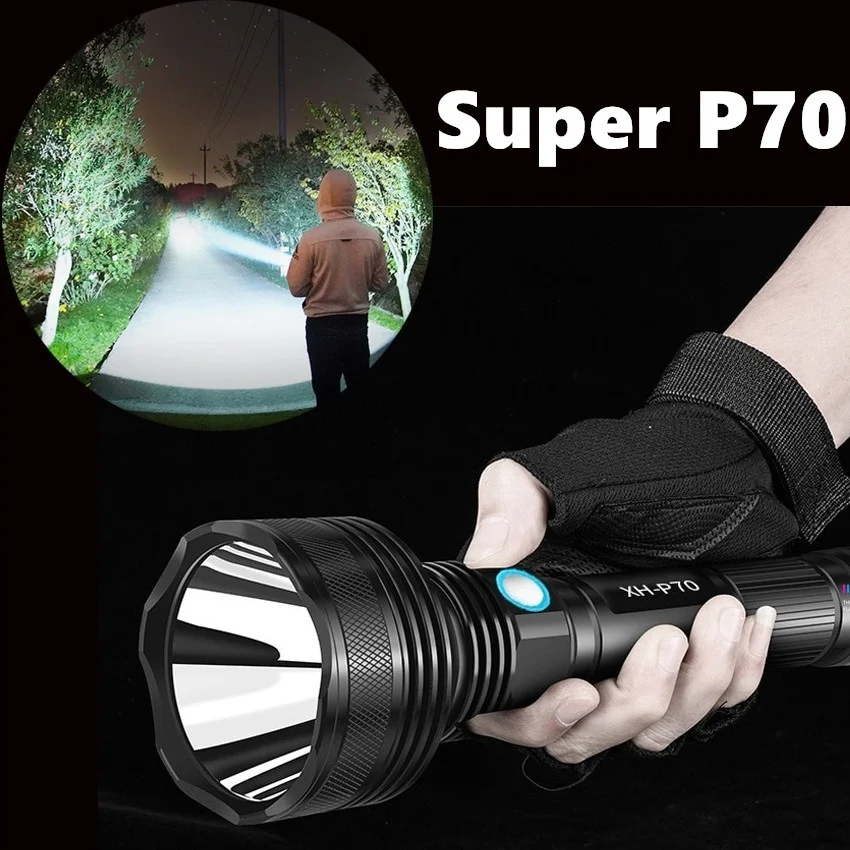 Highpower cree p70 Warm white light lamp USB Chargingflashlight led flashlight search light powerful