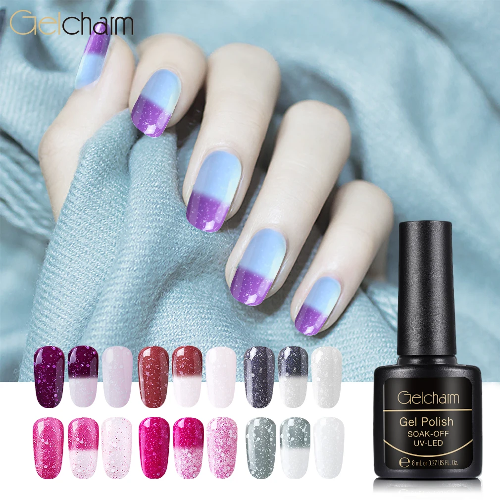 

Gelcharm 8ml Temperature Color-Changing Gel Nail Polish UV LED Soak Off Manicure Snowflake Gradient Nail Gel For Nail Gel Polish
