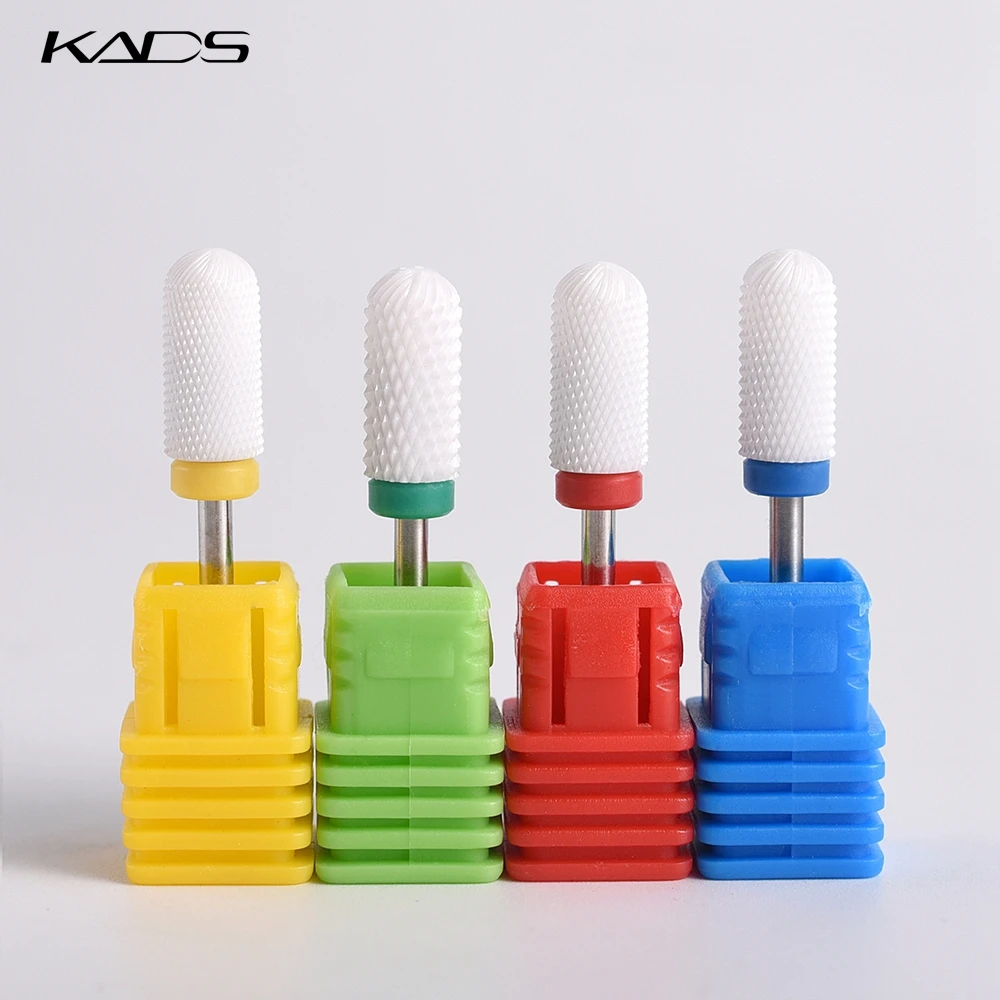  KADS Cylinder Nail Art Drill Bit Polish Tool Ceramic Mounted Grinding Stone Head Electric Manicure 