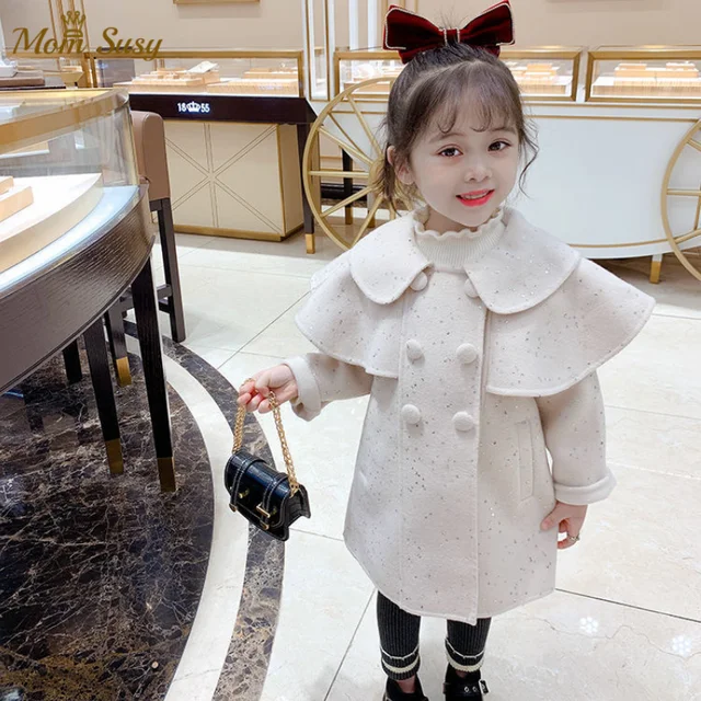 Baby Girls Wool Jacket Sequins Cloak Winter Spring Autumn Warm Infant Toddle  Princess Trench Coat Baby Outwear Clothes 1-8y - Jackets & Coats -  AliExpress