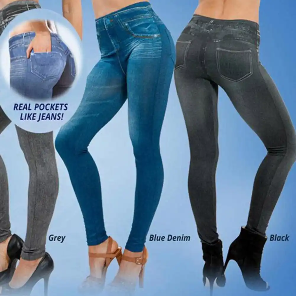 legging jeans fake plus size