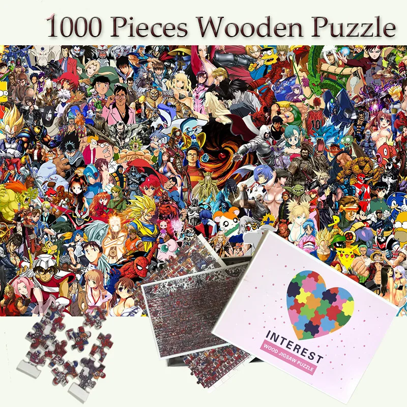 

1000 Pieces Wooden Jigsaw Puzzle Animation Collection Puzzles for Adults Kids Toys