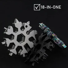 18 en 1 flocon de neige Multi outil poche porte-clés clé hexagonale multifonction polyvalent Camp survivre en plein air Sport randonnée