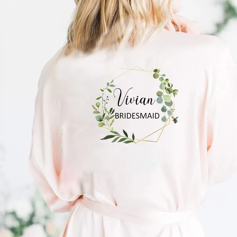 Wedding Bride Personalized Flower Print 8 Colors Custom Name Team Robes