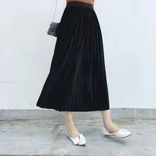 Бархатные юбки для женщин s Faldas Mujer Moda модная эластичная высокая Талия Макси плиссированная длинная миди Saias Jupe Женская Зимняя юбка