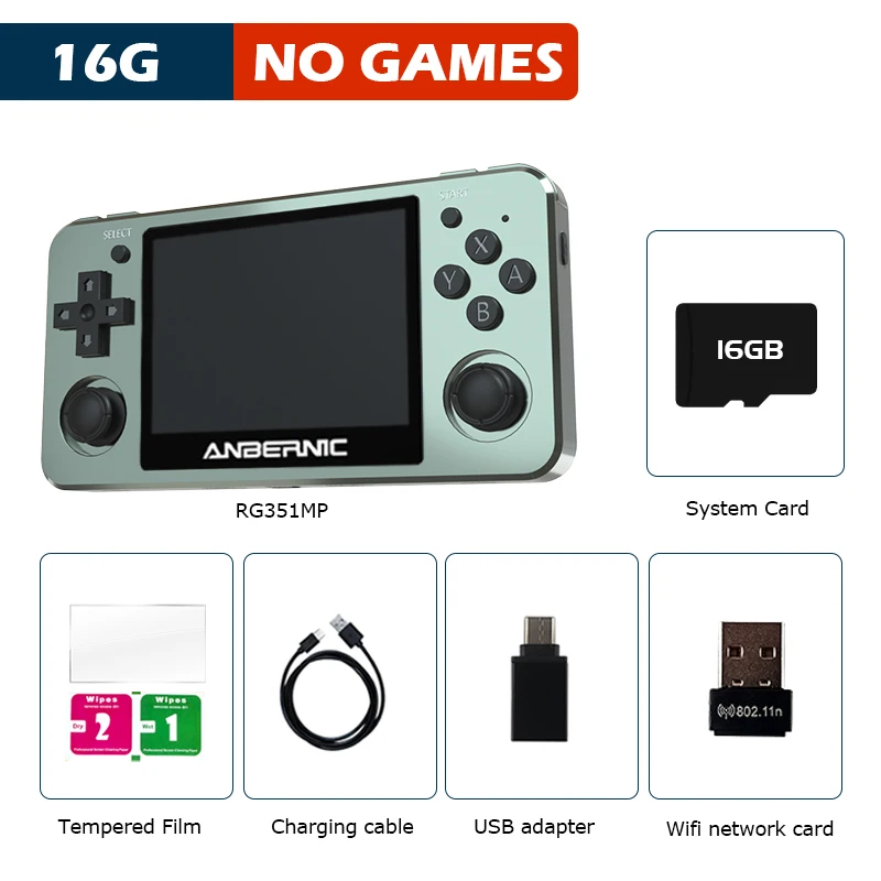 New RG351MP Portable Handheld Retro Game Console 3.5 Inch 256G Built-in 50000+ Games Emulators For PSP/PS1/DC/N64 Gift For Kid 