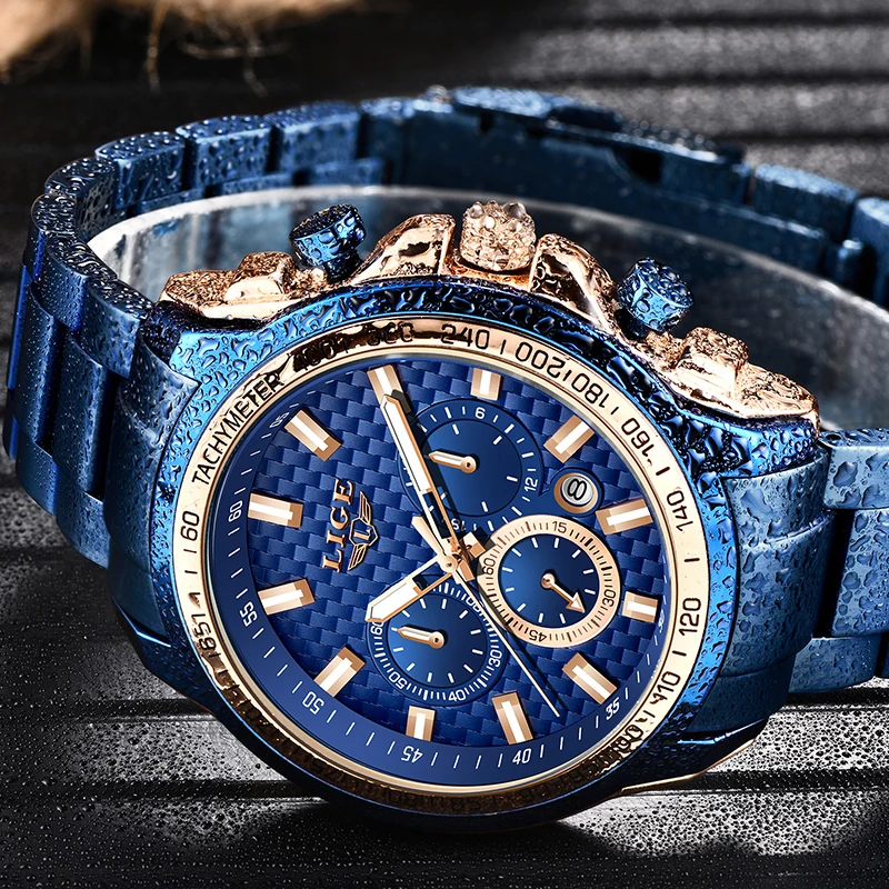 Lige Mens Watches Military Sport Watch For Men Fashion Business Watch Stainless Steel Waterproof-4