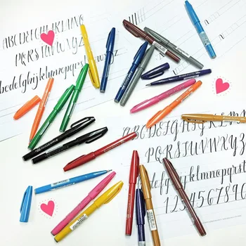 

1 pc Pentel Fude Touch Sign Pen 12 Color Flexible Tip Felt Pen Like Brush Stroke (SES15C-A)