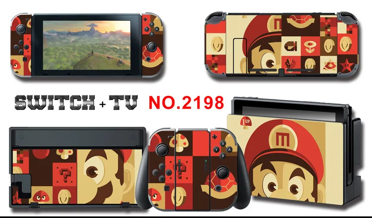 1set New Cute Anime Full Body Sticker for NS Switch Protective Cover Skin Colorful Art for Game Console Joy-Con Controller Decor