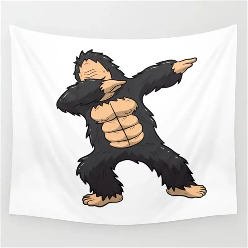 dabbing-gorilla-shirt-ape-monkey-big-foot-dab-kids-tapestries.webp