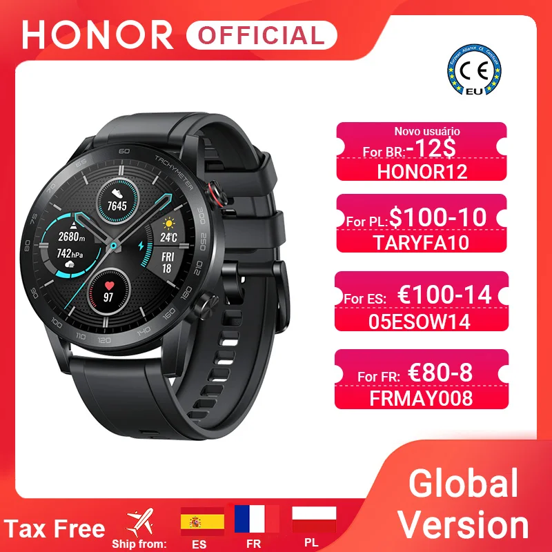 En stock Versión global Honor Magic Watch 2 Reloj inteligente Bluetooth 5.1 Reloj inteligente Oxígeno en sangre 14 días Impermeable MagicWatch 2