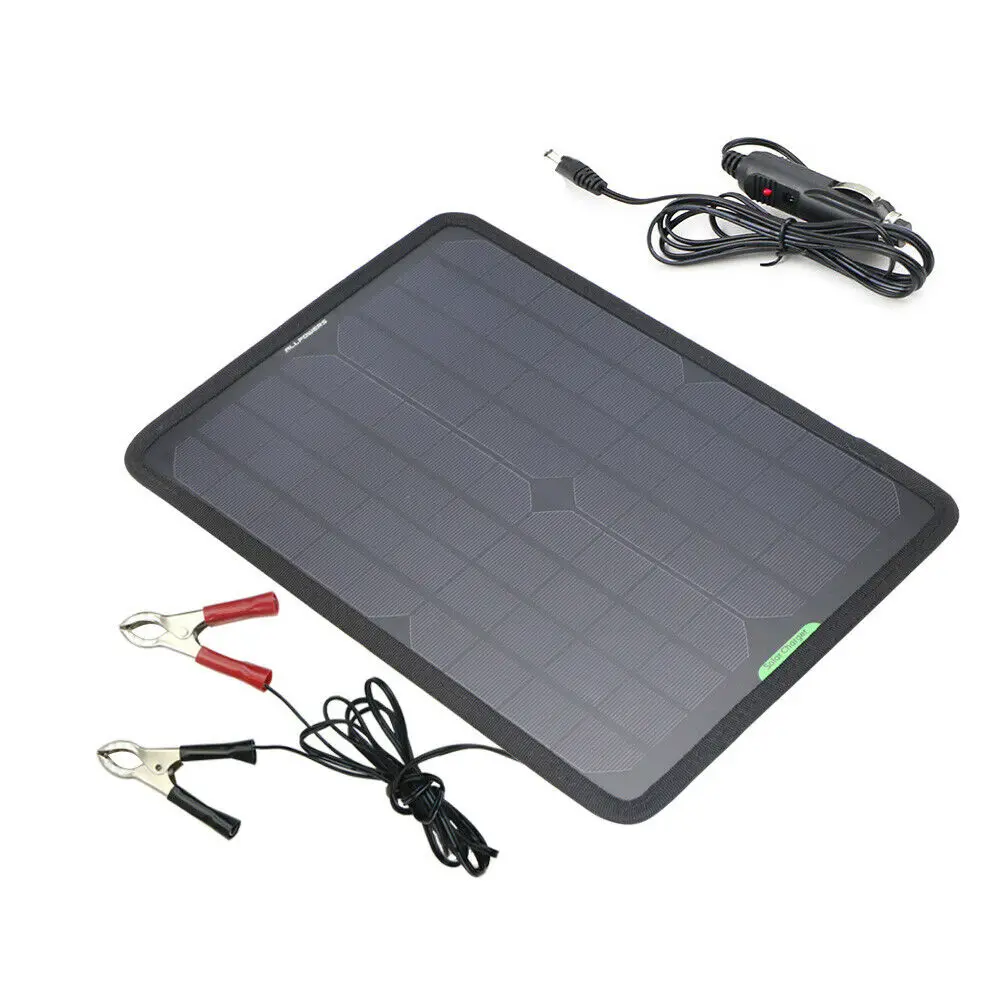 

10W Portable Solar Power Panel 12V Mono Battery Charger for Car Marine Boat RV Car Solar Battery Charger Maintainer