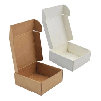 

Newest 200 Pcs Small Kraft Paper Box Cardboard Handmade Soap Box Craft Paper Gift Box Packaging Jewelry Box-Brown & White