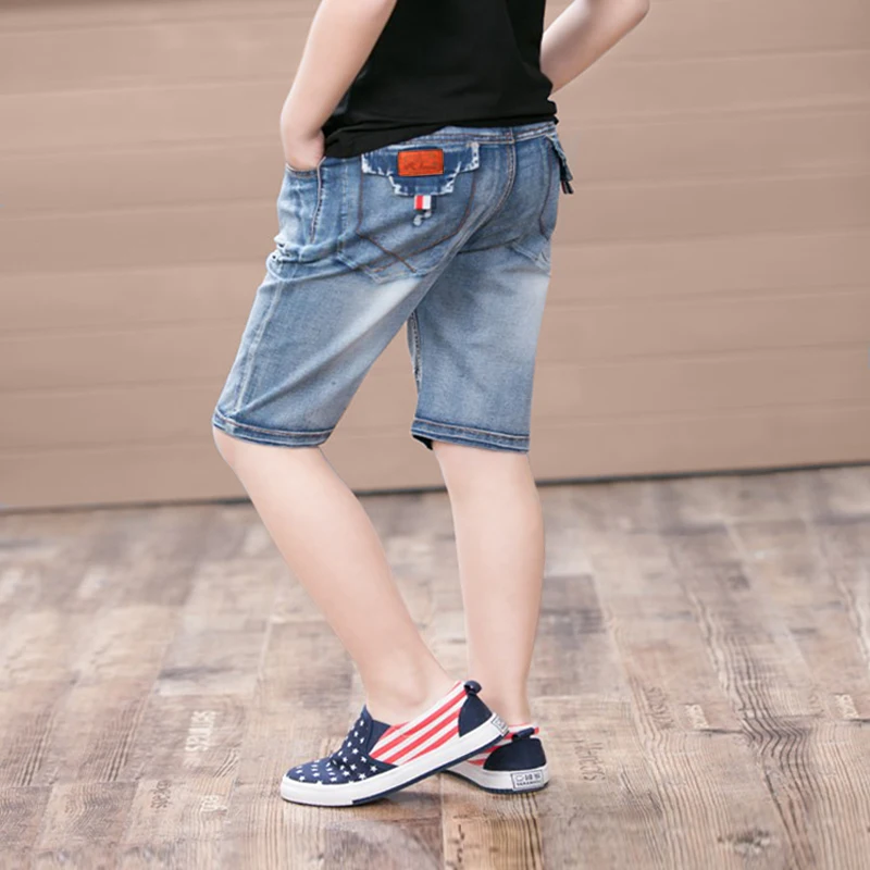 Famli/джинсовые шорты для мальчиков летние детские модные джинсы из мягкого хлопка штаны для подростков, детские короткие прямые брюки От 6 до 14 лет