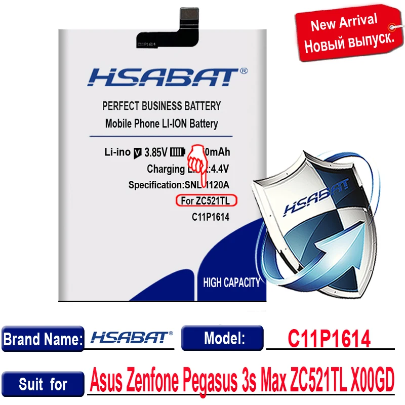HSABAT 0 цикл 6250mAh C11P1614 Аккумулятор для Asus Zenfone Pegasus 3s Max ZC521TL X00GD высокий сменный