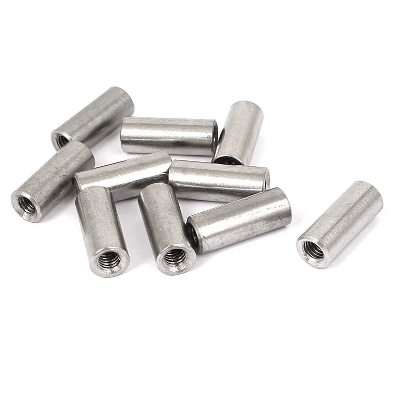 

Round Connector Nuts 304 stainless steel Threaded Sleeve Rod bar Stud Round Connector Nuts 10Pcs