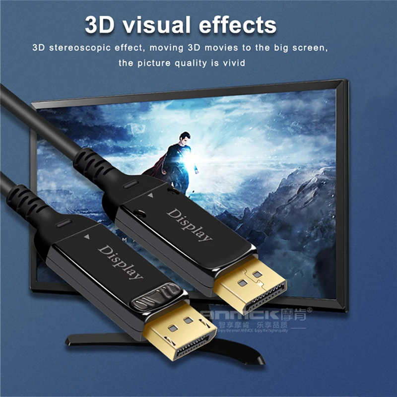 Оптоволоконный кабель DisplayPort 1 4 4K 144 Гц 8K 30 3 м 5 10 15 20 кабели DP 32 Гбит/с порта дисплея