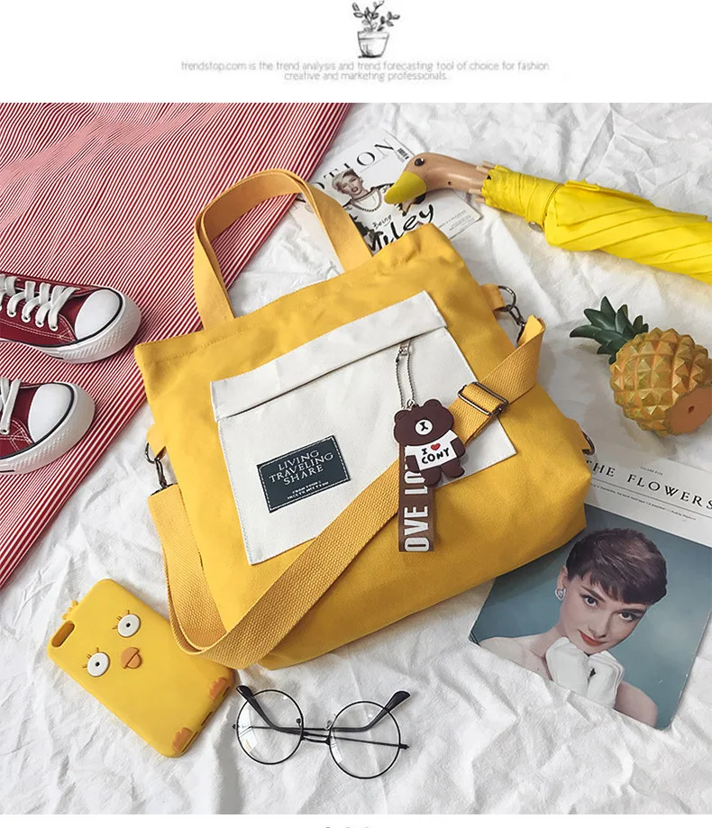 Декор Женская сумка для покупок корейский стиль через плечо холщовые сумки многофункциональная сумка для книг для девочек рюкзак