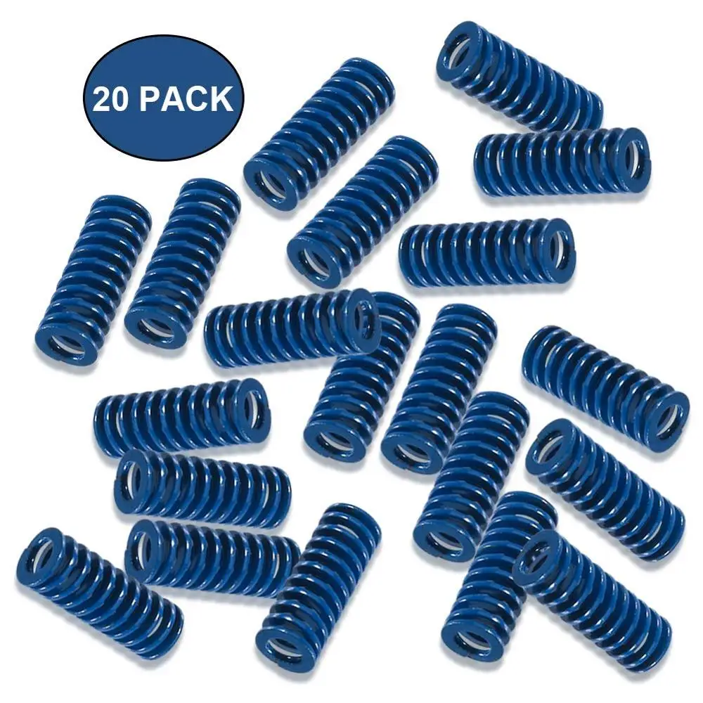 20 Pcs 3D Printer Compression Springs Light Load 8 * 20 mm Blue For CR-10 10S S4 Ender 3 Heatbed Springs Bottom Connect Leveling 3d extruder back support plate with pulley extruding backplate for ender 3 pro cr 10 cr 10s s4 s5 series 3d printers