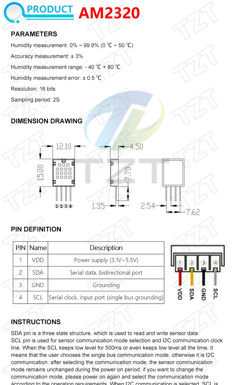 GREATZT Temperaturmodul/ Feuchtigkeitsmodul DHT11 DHT22 AM2302 AM2301 AM2320 MW33 Modul – Detail 6