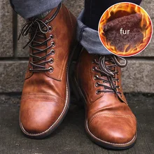 ; новые сапоги Челси зимняя обувь Для мужчин ботильоны с плюшем теплые Мужские ботинки размера плюс 46 из искусственной кожи мужская обувь сапоги для взрослых Для мужчин 39 S