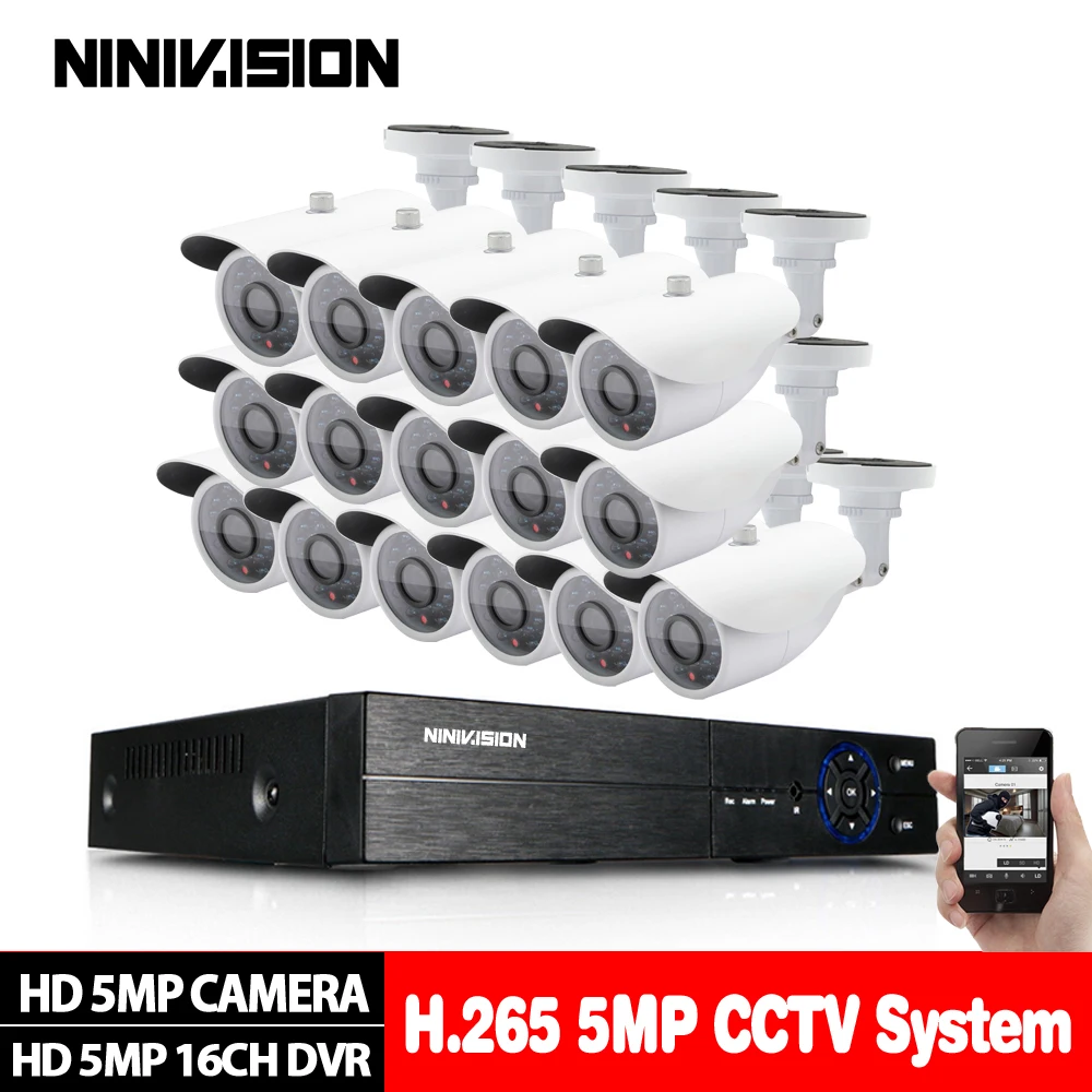 16CH AHD CCTV NVR 5mp 4mp 3g DVR Kit CCTV видеонаблюдение Системы 16X5,0 Мп для дома и улицы комплект камеры безопасности для 16ти-канального видеорегистратора наборы
