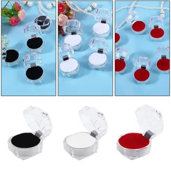 

10pcs Acrylic Crystal Ring Earrings Display Boxes Transparent Jewelry Box SW