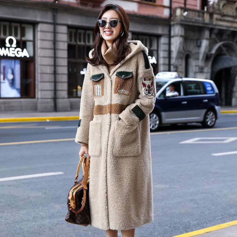 

Winter Coat Women Sheep Shearling Real Fur Coat Women Clothes 2020 Korean Long Jacket Windbreaker Manteau Femme F8160 YY1023